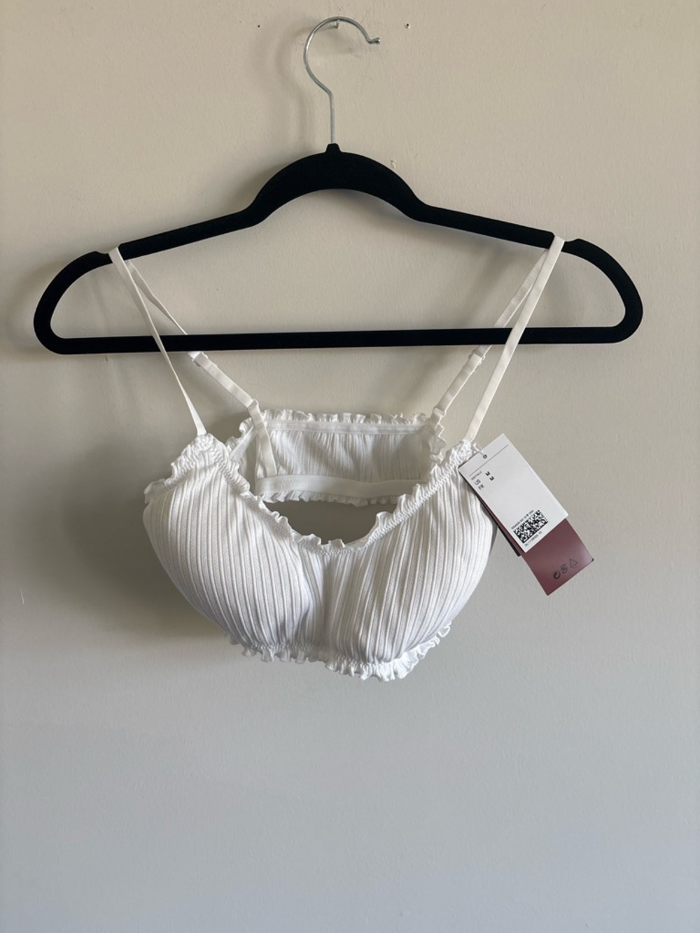 H&M White Ribbed Ruffle Bralette